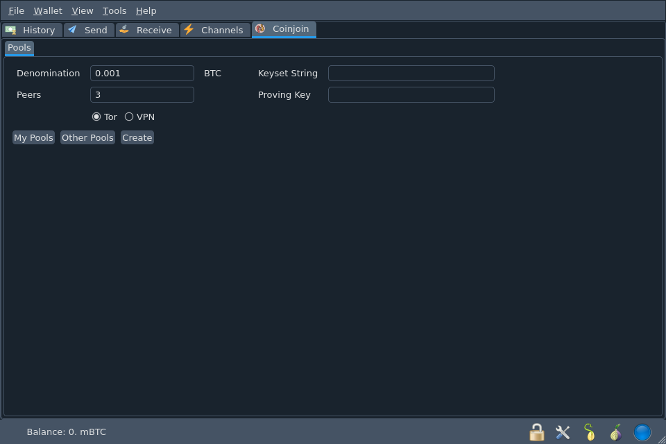 Coinjoin tab in Electrum